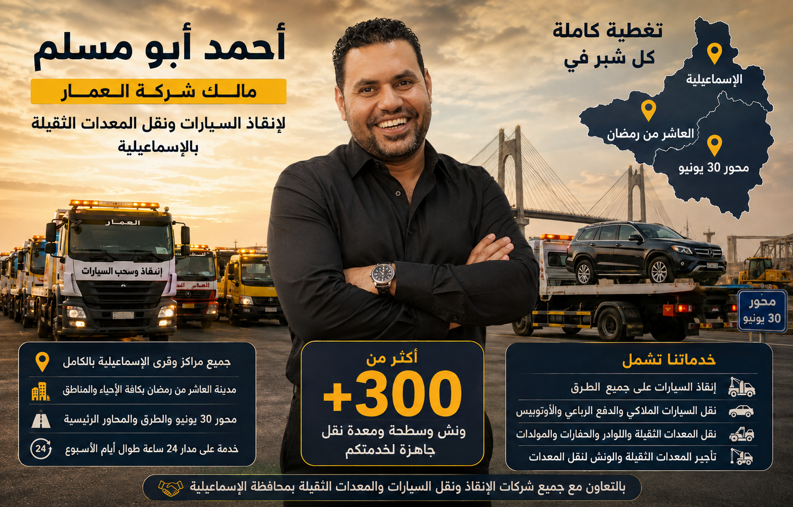 ونش إنقاذ العاشر من رمضان .. خدمة المصانع والأفراد